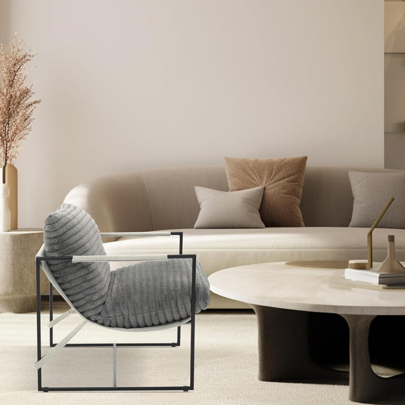 Modern Accent Armchair, Gray Teddy