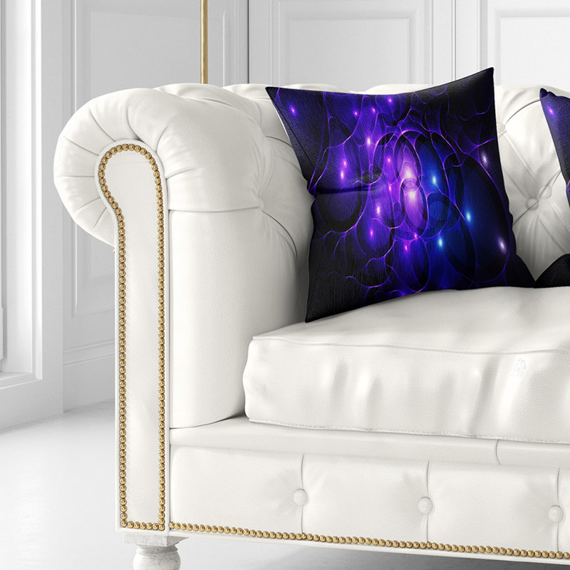Fractal Space Circles - Coussin imprimé abstrait, 16 po x 1 po, Coussin décoratif, Bleu