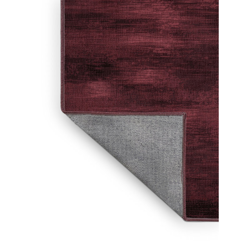 Tapis rouge abstrait lavable à la machine, Rond 7 pi