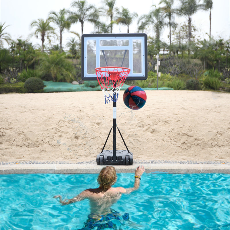 Pool Basketball Hoop Portable For Swimming Pool, Black Upgraded Water Basketball Backboard Stand, Black