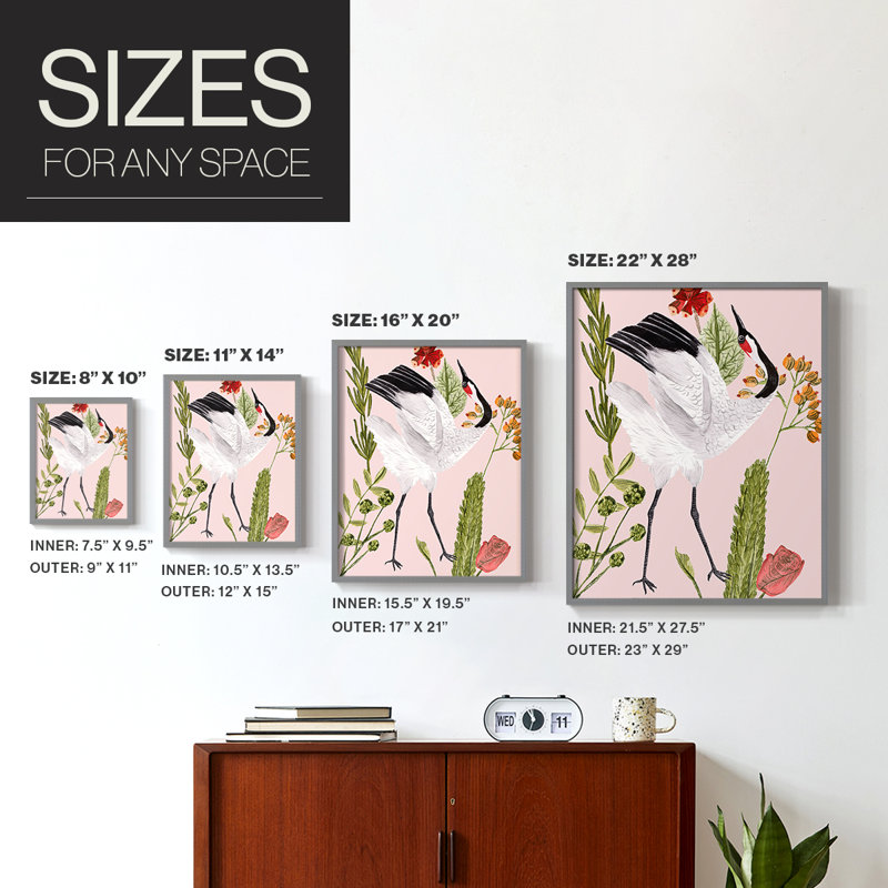 Birds in Motion VI Framed Print - Solid Wood, Grey, 10" H x 8" W