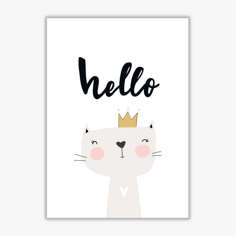 Hello Scandi Cat - Print, 30 cm H x 21 cm W x 1 cm D, No Frame