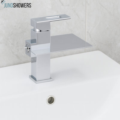 Juno 32cm Chrome Finish Brass Body Waterfall LED Bathroom Sink Faucet