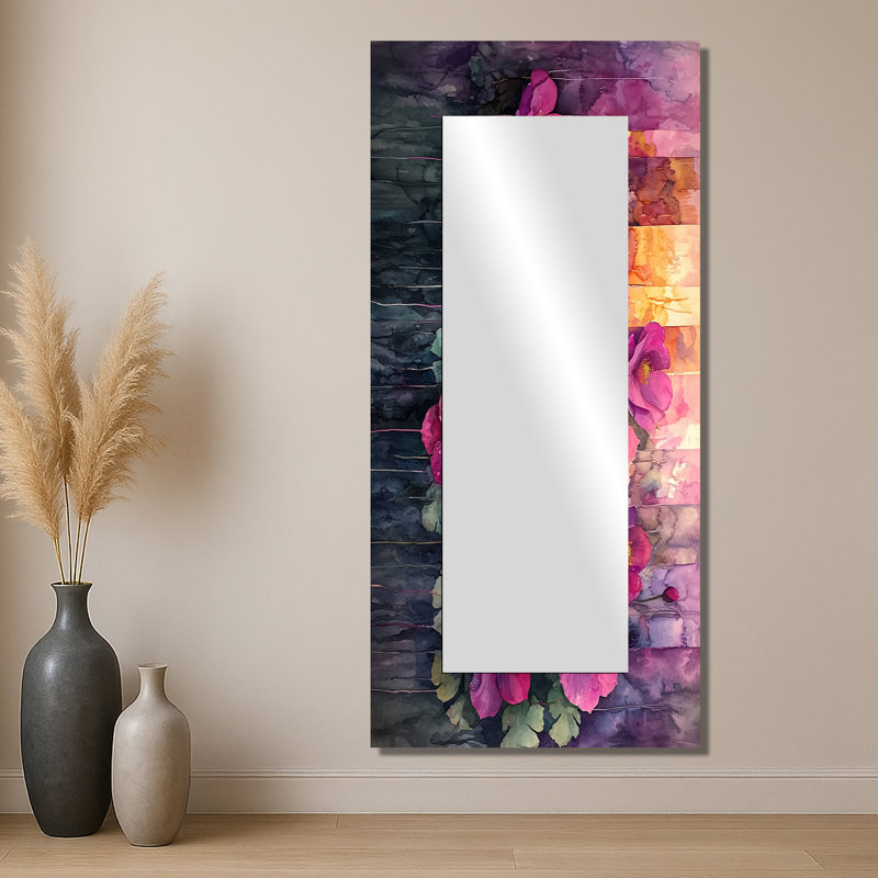 Lavande Echeveria In A Mystic Succulent Forest - Miroir mural décoratif floral - imprimé sur métal, 28 po x 60 po