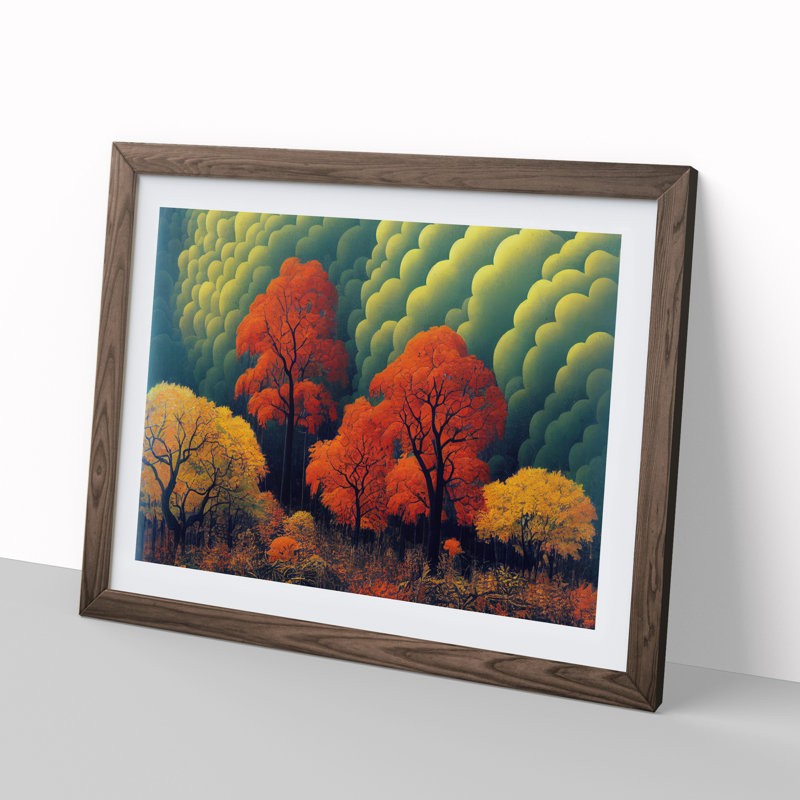 Stupendous Autumn Forest - Single Picture Frame Print, 34cm H x 46cm W x 2cm D, Walnut