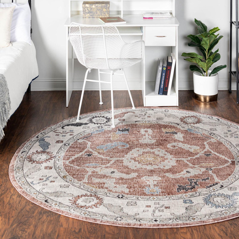 Erica Floral Indoor Rug, Round 3'3"