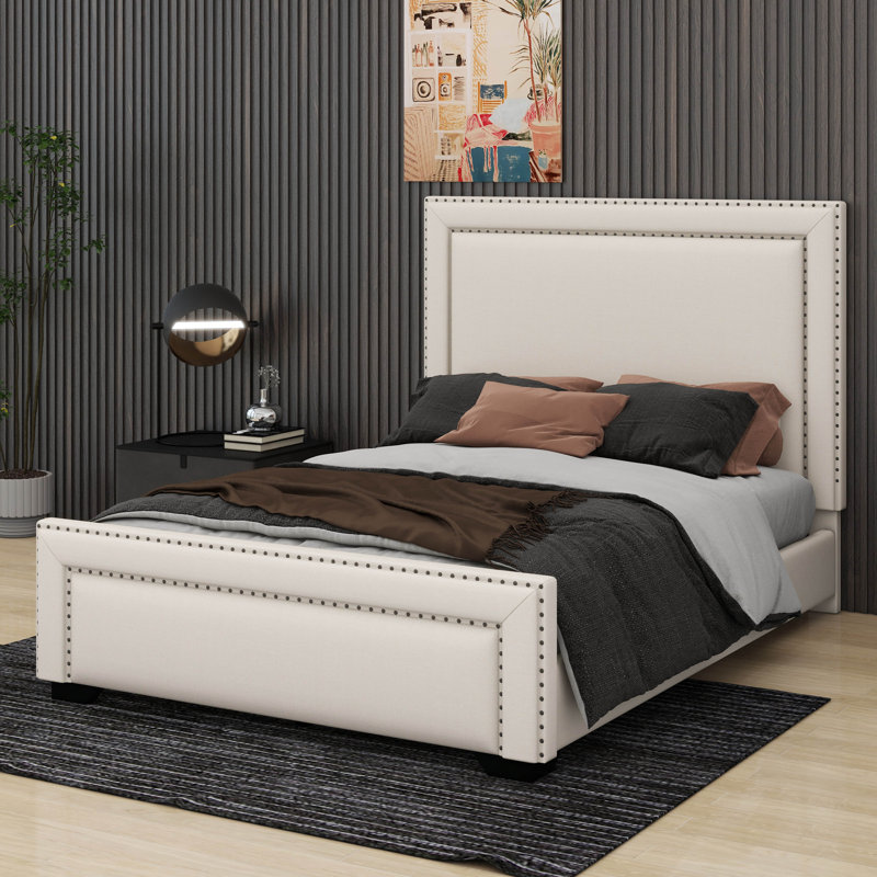 Lit tapissier Arkwright, lit tapissier moderne, Beige