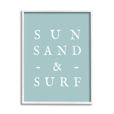 Bb-529-Encadré soleil sable et surf phrase encadrée sur bois par Lil 'Rue, art textuel
