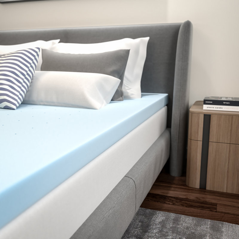 Addilynn 3" Cool Gel Infused Hypoallergenic Cooling Memory Foam Mattress Topper, Queen
