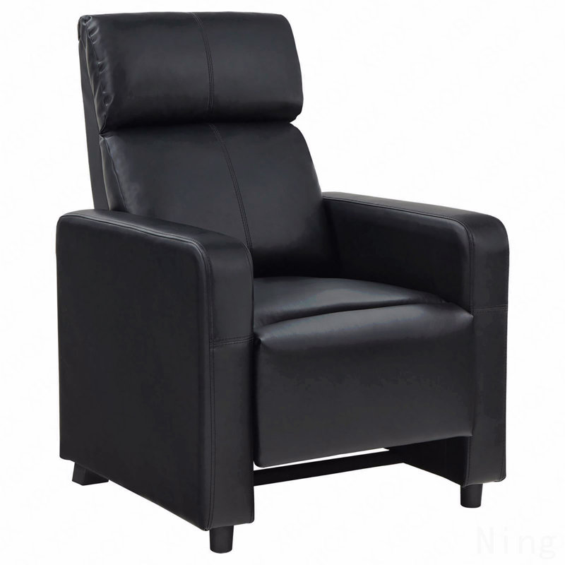 Black Upholstered Push-Back Recliner Chair