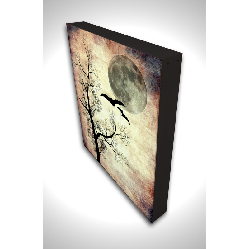« halloween tree », impression sur bois, H 10 po x l 8 po