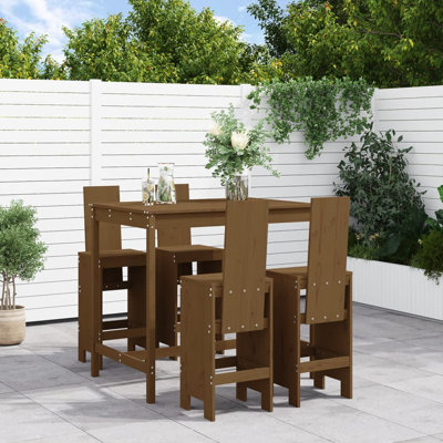 Autiana Brayden Studio Bar Set with Wood Frame and Solid Wood Outer Material