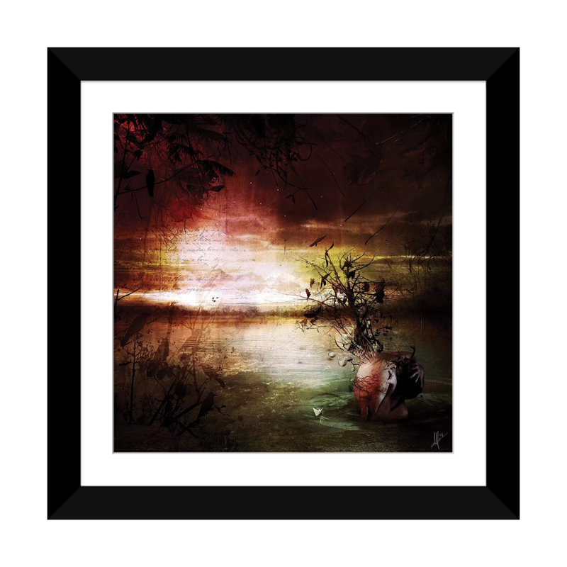 « seul », reproduction d’impression sur toile, H 16 po x l 16 po x P 1 po, Papier d'art encadré noir, Blanc