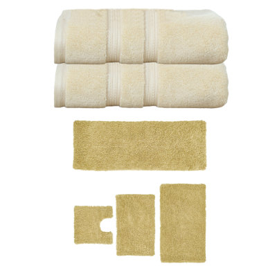 Bruno Collection 100% Soft Cotton 2 Pc Bath Towel Set & 4 Pc Bath Rug Set, (Set of 6)