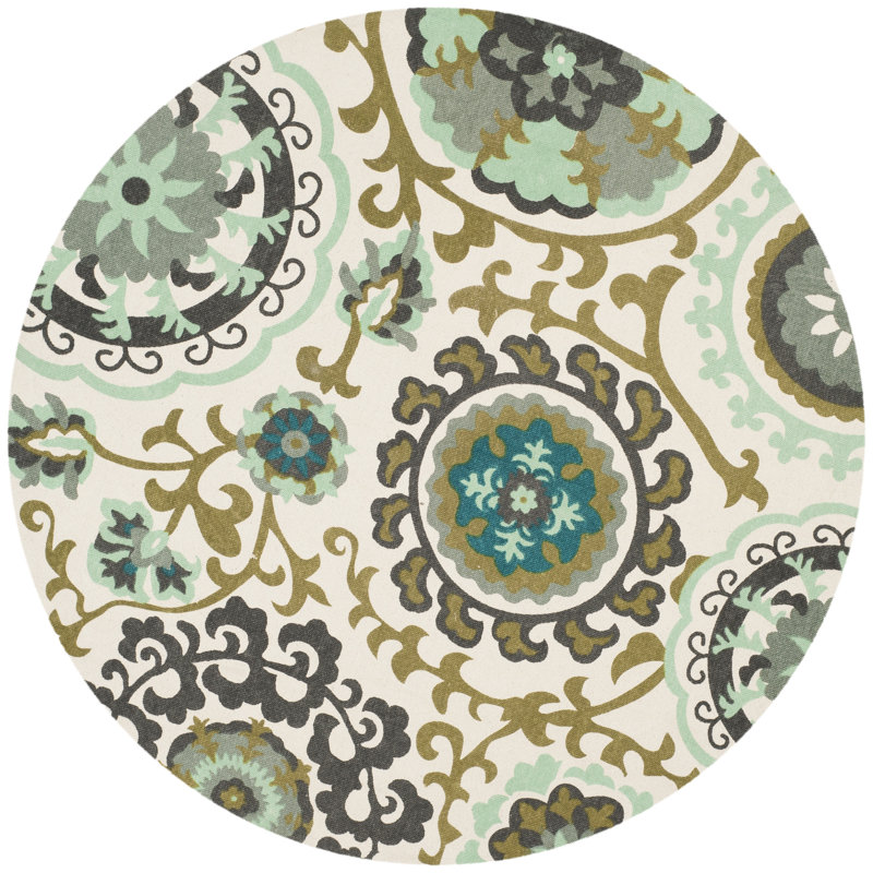 Veropeso Hand Loomed Cotton Abstract Rug, Round 5'