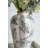 White Ceramic Accent Vase With Gray Floral Design-1308724193