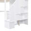 Lit mezzanine blanc simple avec bureau en L, tiroirs, armoire et escalier de rangement - Matériaux avec fabrication-831991415