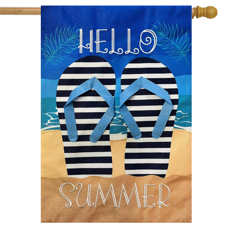 Drapeau de maison Hello Summer, Nautique et plage