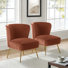 Fauteuil d'appoint en velours Euclid avec pieds en métal