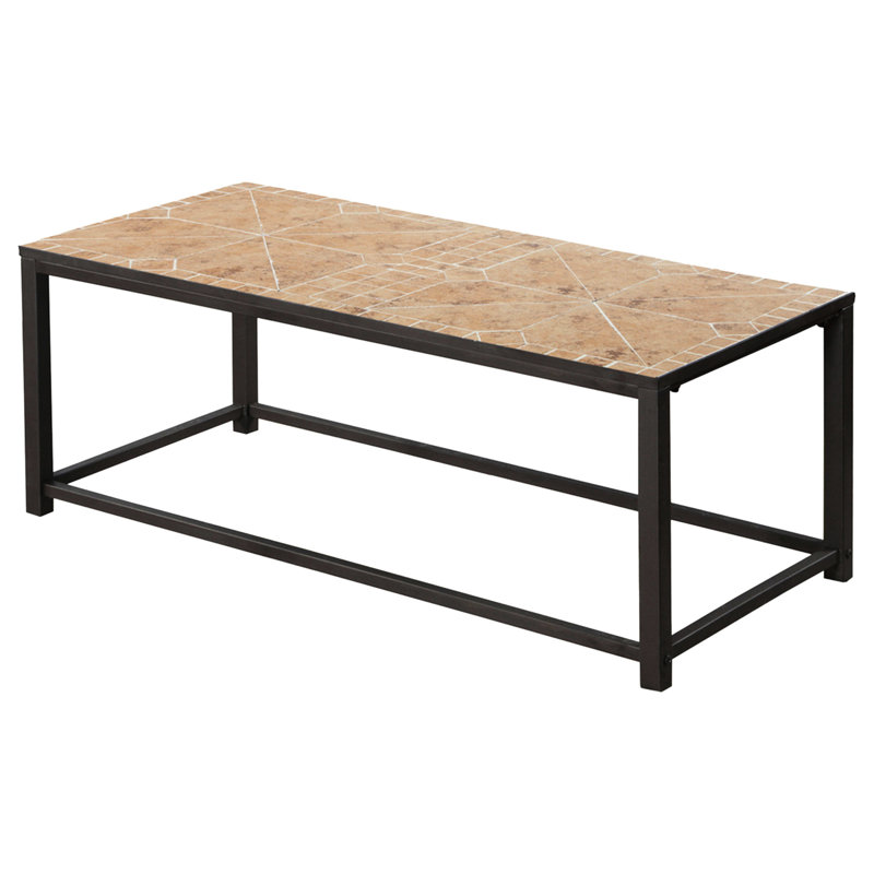 Table rectangulaire de salon - terrasse en tuiles de L de 42 po et café d'appoint transitionnel en métal stable
