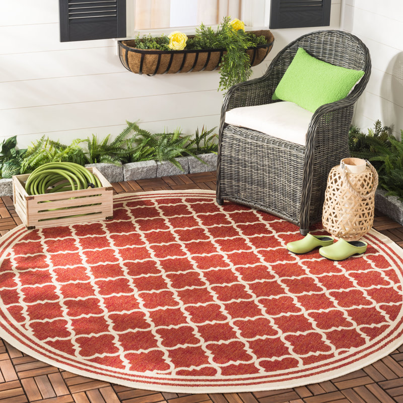 Adler Performance Geometric Indoor/Outdoor Area Rug, Round 4'