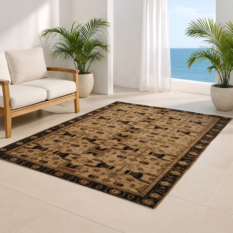 Tapis d'intérieur et d'extérieur brun français, Rectangle 4pi x 6 pi