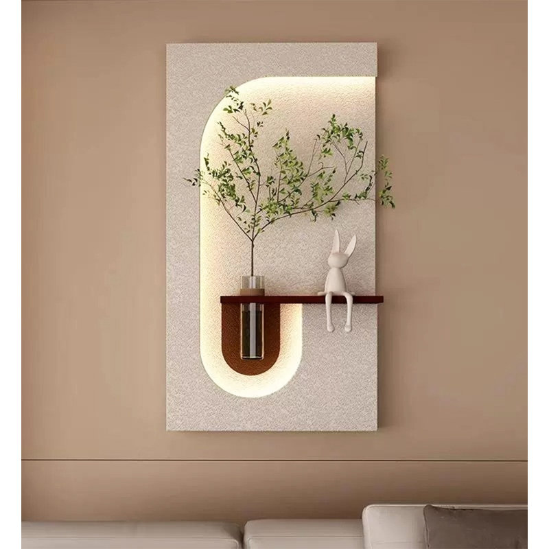 Plantes vertes hydroponiques de style crème avec décorations murales à DEL, Blanc / Brun / Vert