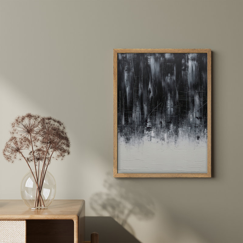 Reproduction d'art encadrée abstraite pour décoration intérieure moderne, H 14 po x l 11 po, Naturel