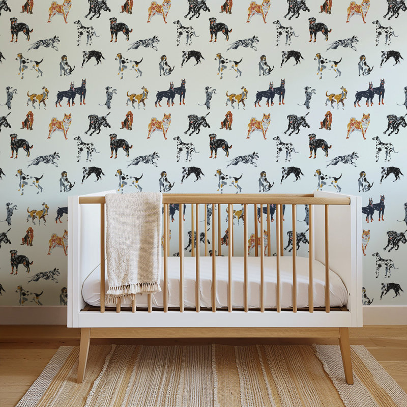 Dog Days - Wallpaper, Pale Blue, Peel & Stick, Self-Adhesive