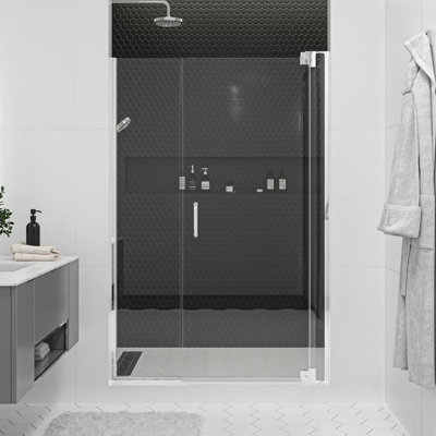  Flex X Duo 51 - 54 x 72" Frameless Pivot Shower Door 3/8" and 5/16" Flex X Clear Tempered Glass