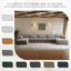 Canapé modulaire rembourré 7 pièces en velours côtelé gris clair avec dossier coussiné et repose-pieds amovible Maelina-108111417