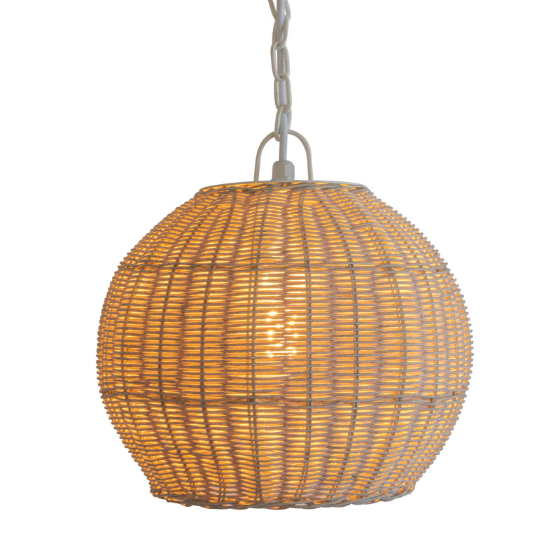 Luminaire suspendu d'extérieur 1 lumière noir Folsom, H 12 po x l 14 po x P 14 po, Blanc antique