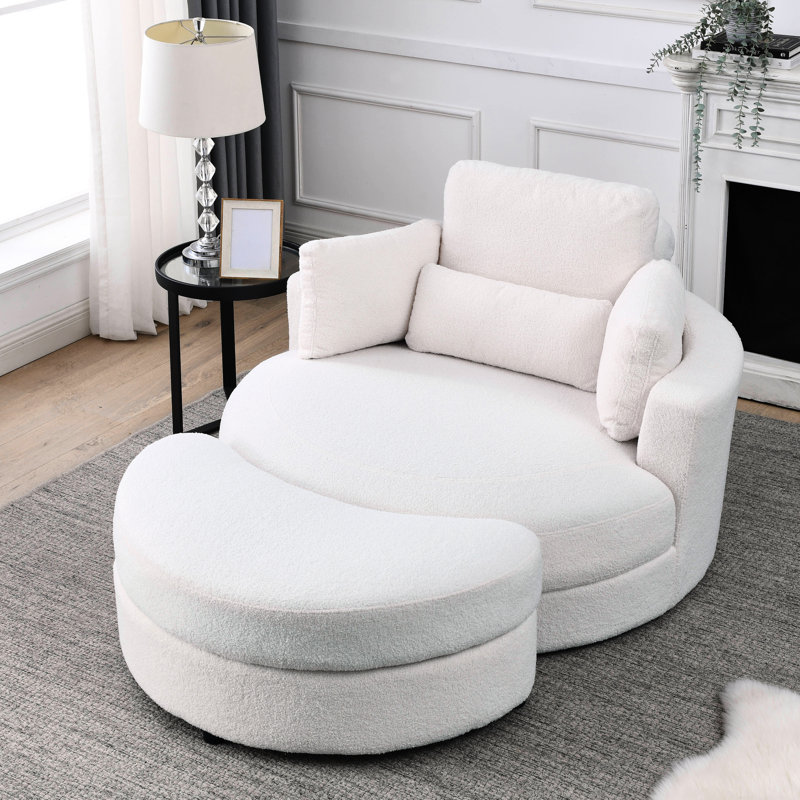 Comfy Swivel Chair With Storage In Coloured Fabric Linen Look