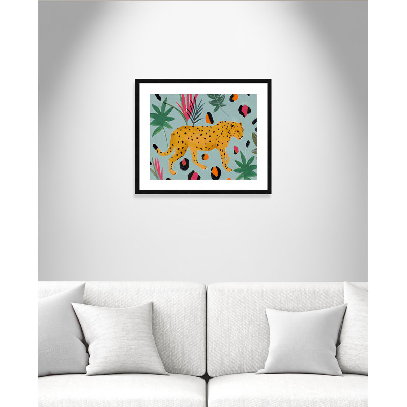 Walking Cheetah II by Isabelle Z, 21.5" H x 25.5" W x 0.75" D, Black Wood Framed Paper