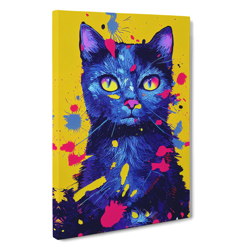 Cat Splashed In Paint No.4 - Wrapped Canvas, 50cm H x 35cm W
