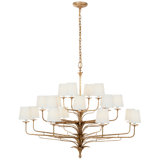Amalfi 50" Three-Tiered Chandelier in Milano Gold with Linen Shades