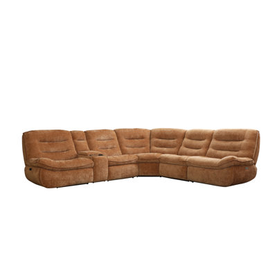 Emmy Orange Chenille Power Motion Sectional Sofa