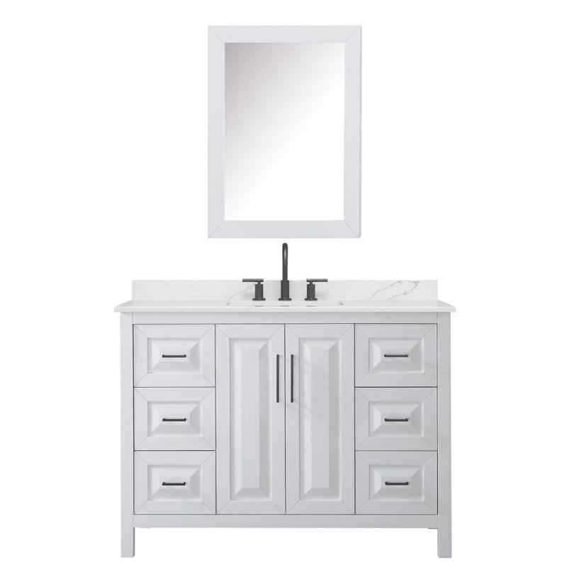 Daria 48'' W Vanity, Matte Black, White, Giotto Quartz
