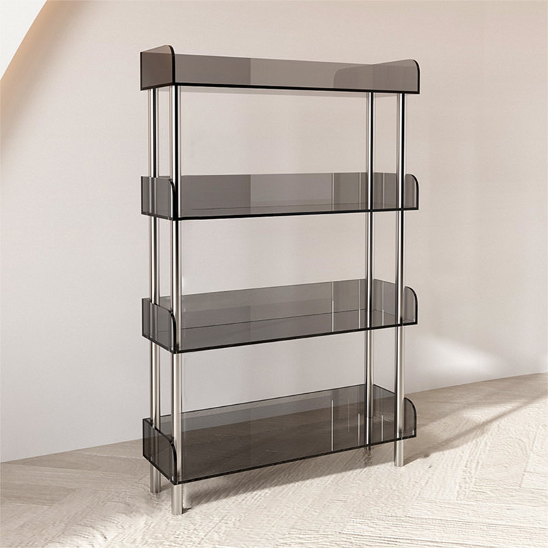 Simple acrylic display transparent bookcase, Gray, (4 Shelves) 48.82"H x 23.62"W x 9.84"D