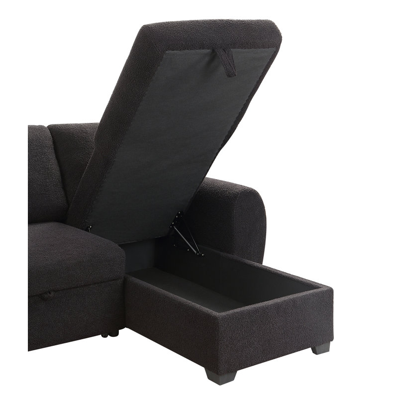 Canapé-lit modulaire réversible en molleton noir Teddy Vera95