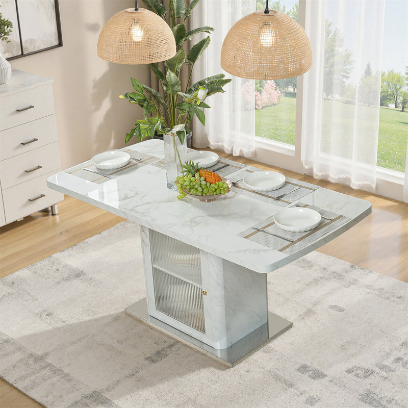 Table de salle à manger rectangulaire 47,24 "-63" (table seulement), Blanc