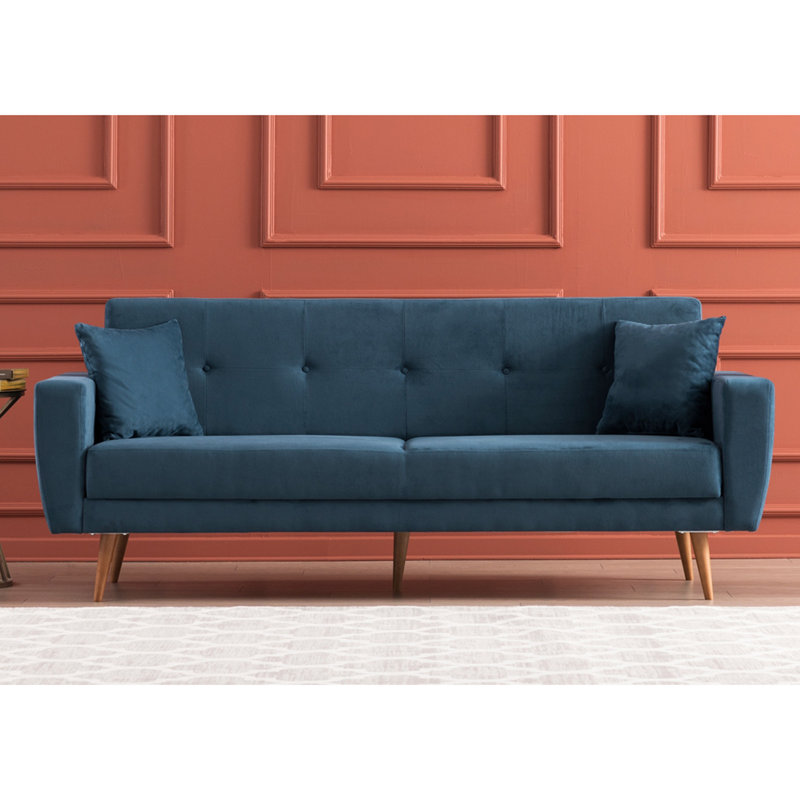 Canapé-lit rembourré 85,8 po Rueter, Polyester à 100 % bleu foncé