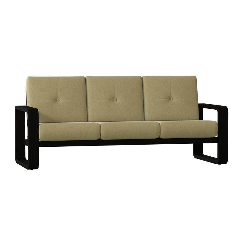 Vale 83.5'' Wide Aluminum Patio Sofa, Textured Black, Pique Gravel Sunbrella®
