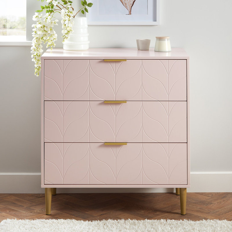 Adams 80cm W 3 - Drawer Chest of Drawers, Pink