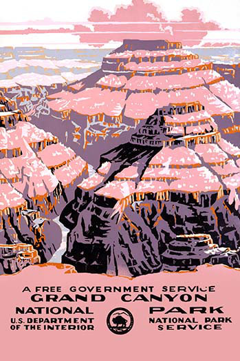 Reproduction d’art sur le parc national du grand canyon, H 42 po x l 28 po x P 1,5 po