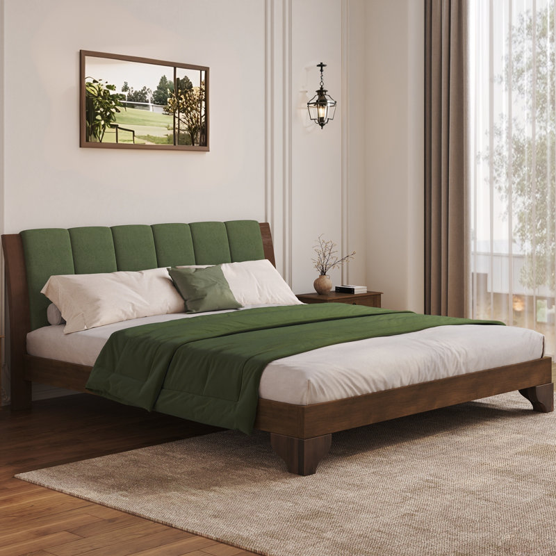 Base de lit très grand en bois de pin de qualité supérieure, base de lit très grand avec tête de lit incluse, Brun