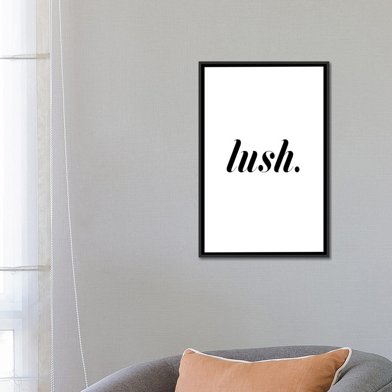 « luxueux white », art textuel sur toile, H 26 po x l 18 po x P 1,5 po, Toile avec cadre noir, Pas de tapis