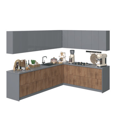 Cuisine complète moderne en panneau de fibres à densité moyenne l 94 po x P 120 x H 96 WALLKITCHENS 