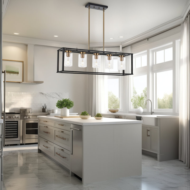 Luminaire suspendu 5 lumières pour décor moderne et industriel
