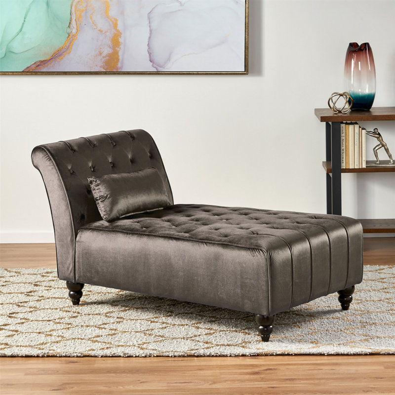 Chaise longue simple avec pieds en bouleau, Gris